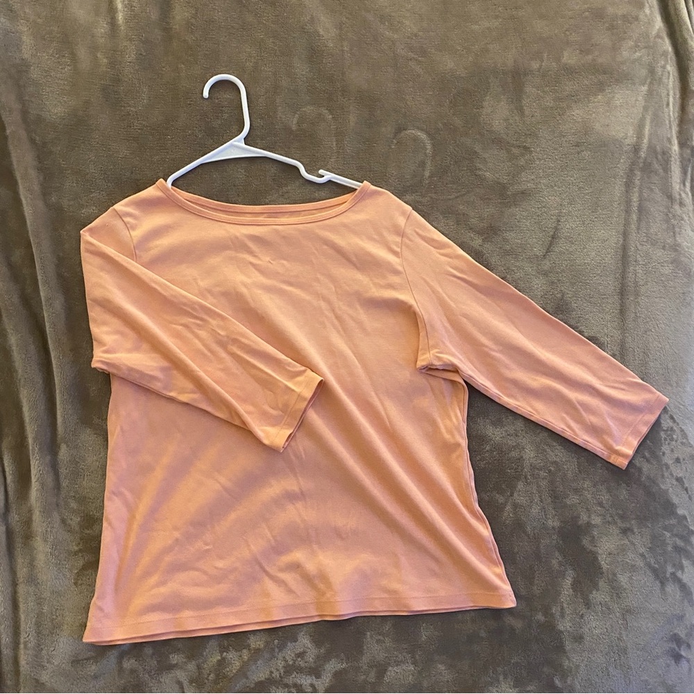 L. L. Bean Supima cotton 3/4 sleeve tee, peach, size L